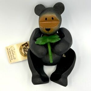 NWT Good Fortune St. Patrick's Day Pozy Bear Jointed Wood Lucky Shamrock Irish